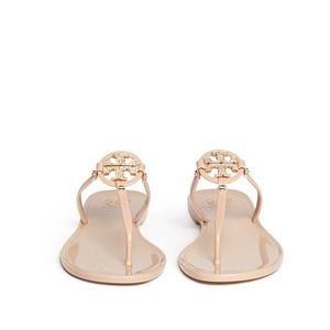 Tory Burch Jelly Slides in Cream. Good condition.